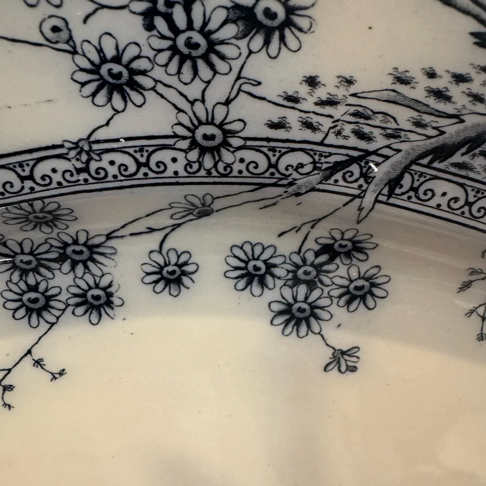 Antique CH & H Tunstall Windsor Blue Flow 17 1/2” Art Deco Serving Platter - Picture 10 of 12